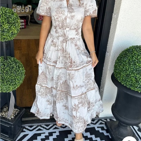 Toile short sleeve v-neck tiered maxi/midi dress NWOT - Picture 5 of 5